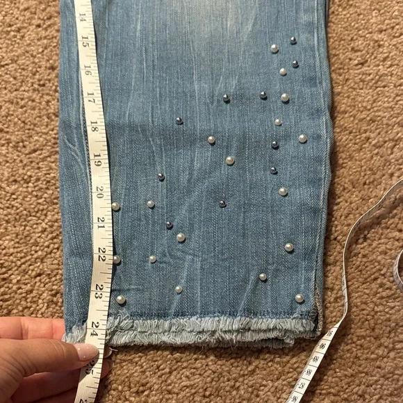 Blue Women's Pearl Detail Capri - Picture 7 of 10